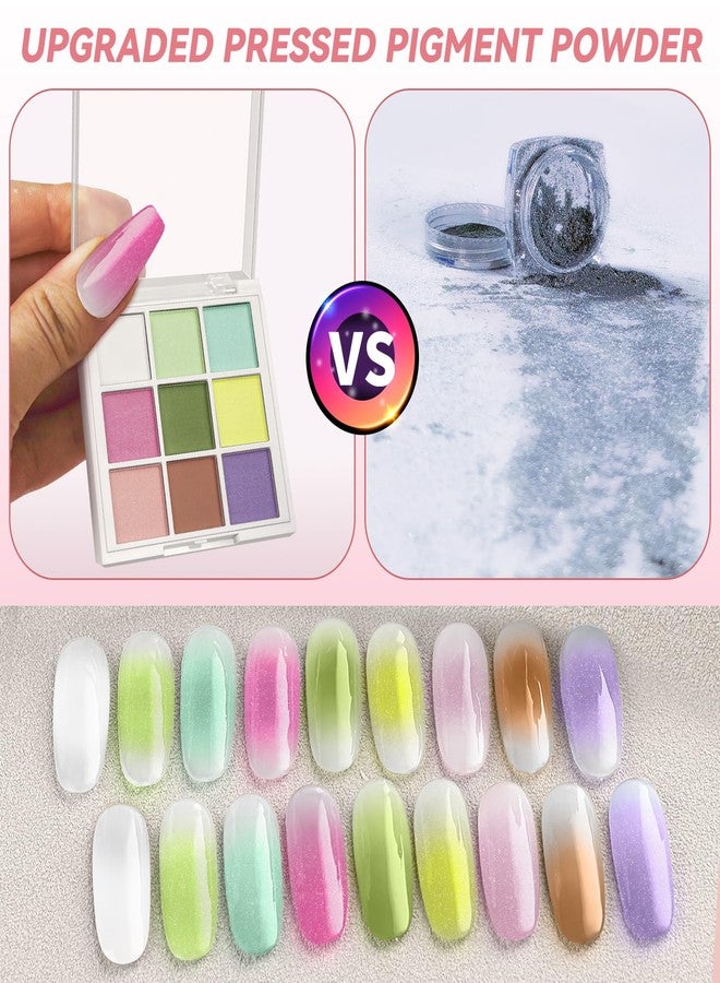 درمود لوحة ألوان بودرة تلوين الأظافر، هدايا مثالية لعيد الميلاد للنساء، 9 ألوان بودرة تلوين صلبة للأظافر، تدرج أومبري، مانيكير فرنسي، لوحة فن الأظافر، بودرة لامعة، ألوان فاتحة - Image 4